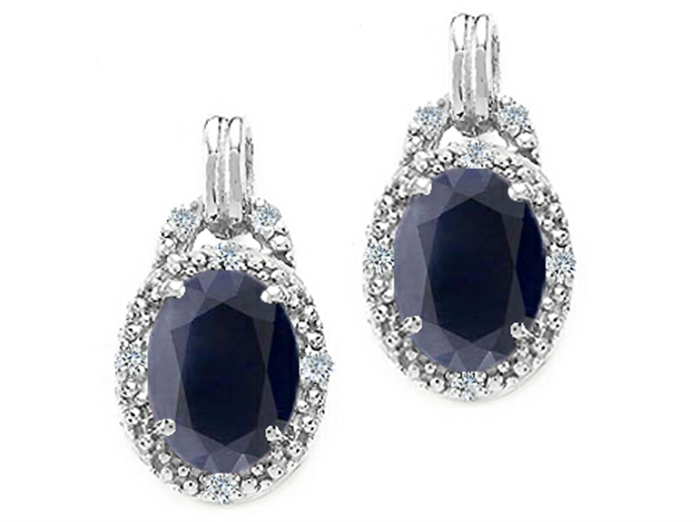 Tommaso Design Oval 8x6mm Genuine Black Sapphire Earrings