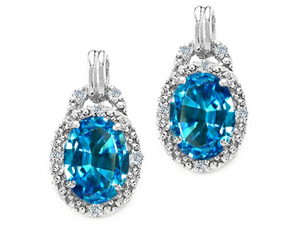 Tommaso Design Oval 8x6mm Genuine Black Topaz Earrings