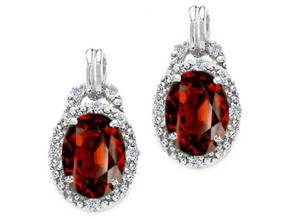 Tommaso Design Oval 8x6mm Genuine Garnet Earrings