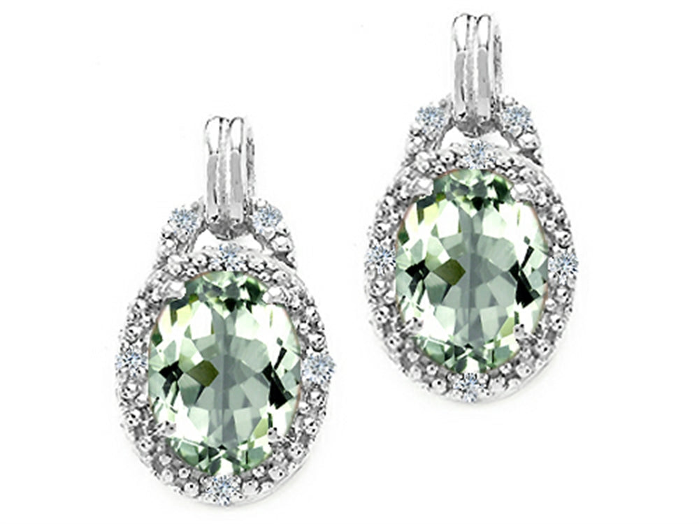 Tommaso Design™ Oval 8x6mm Green Amethyst Earrings