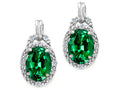Tommaso Design Oval 8x6mm Simulated Emerald Earrings