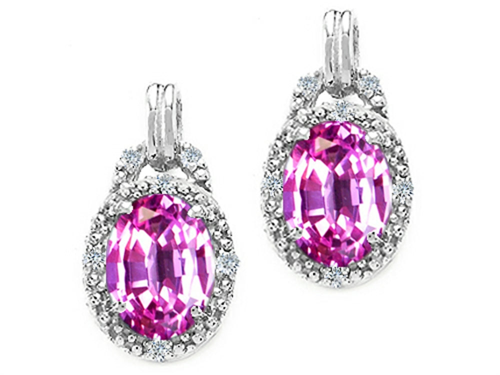 Tommaso Design Oval 8x6mm Simulated Pink Tourmaline Earrings