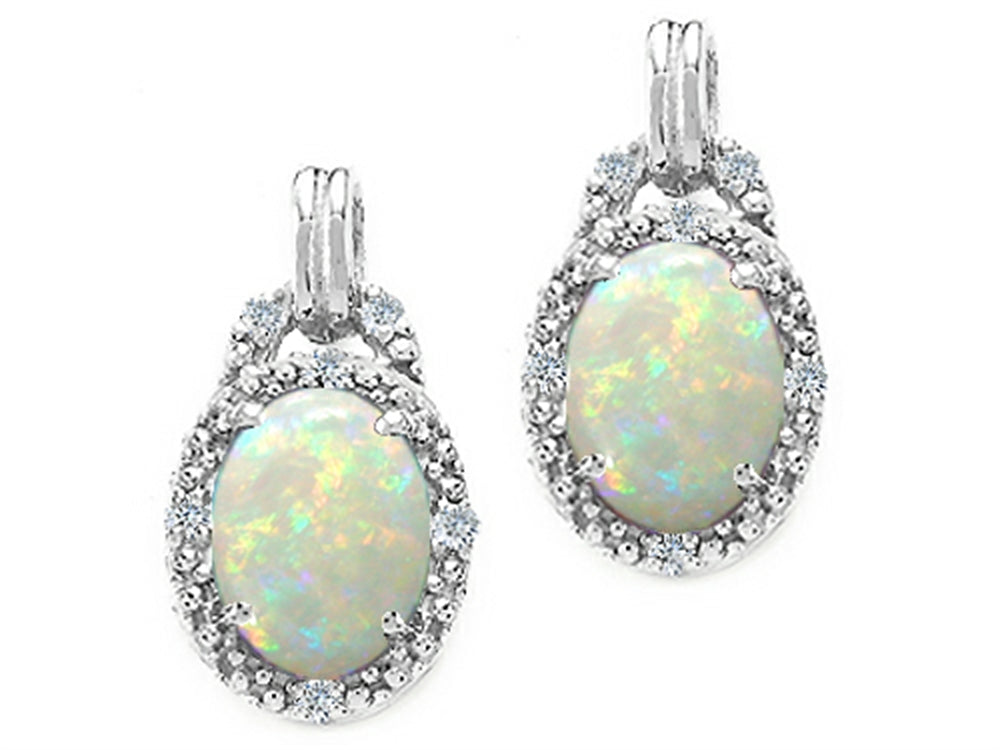 Tommaso Design Oval 8x6mm Genuine Opal Earrings