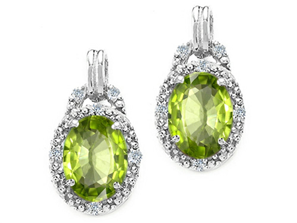 Tommaso Design Oval 8x6mm Genuine Peridot Earrings