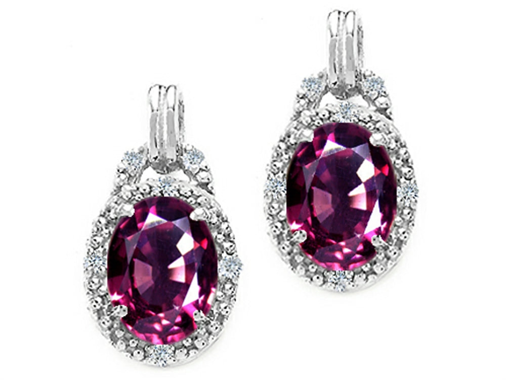 Tommaso Design Oval 8x6mm Genuine Rhodolite Earrings
