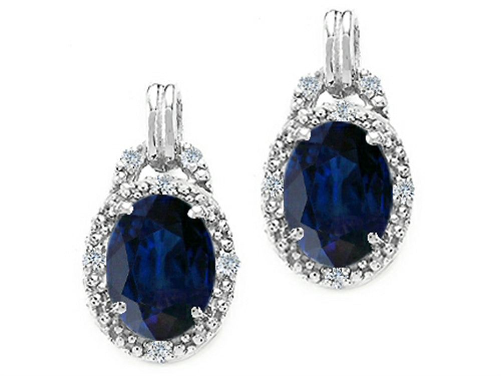 Tommaso Design Oval 8x6mm Genuine Sapphire Earrings
