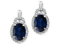 Tommaso Design Oval 8x6mm Genuine Sapphire Earrings