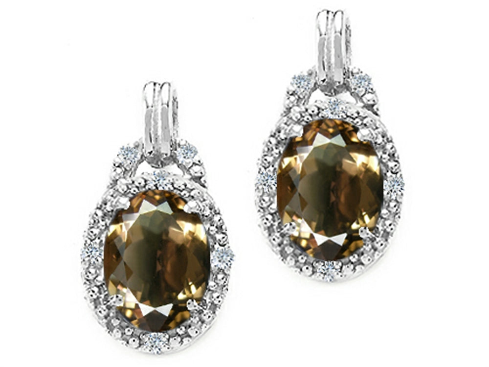 Tommaso Design™ Oval 8x6mm Genuine Smoky Quartz Earrings