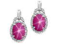 Tommaso Design Oval 8x6mm Created Star Ruby Earrings