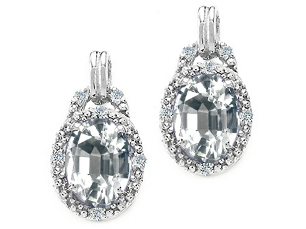 Tommaso Design Oval 8x6mm Genuine White Topaz Earrings