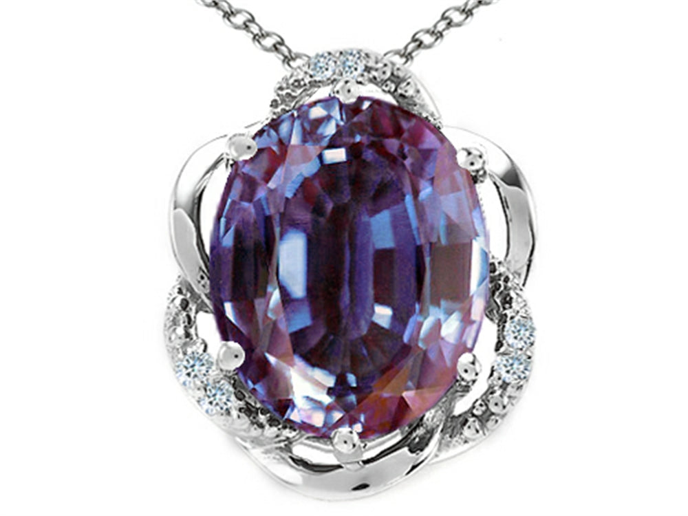 Tommaso Design Oval 12x10mm Simulated Alexandrite Pendant Necklace