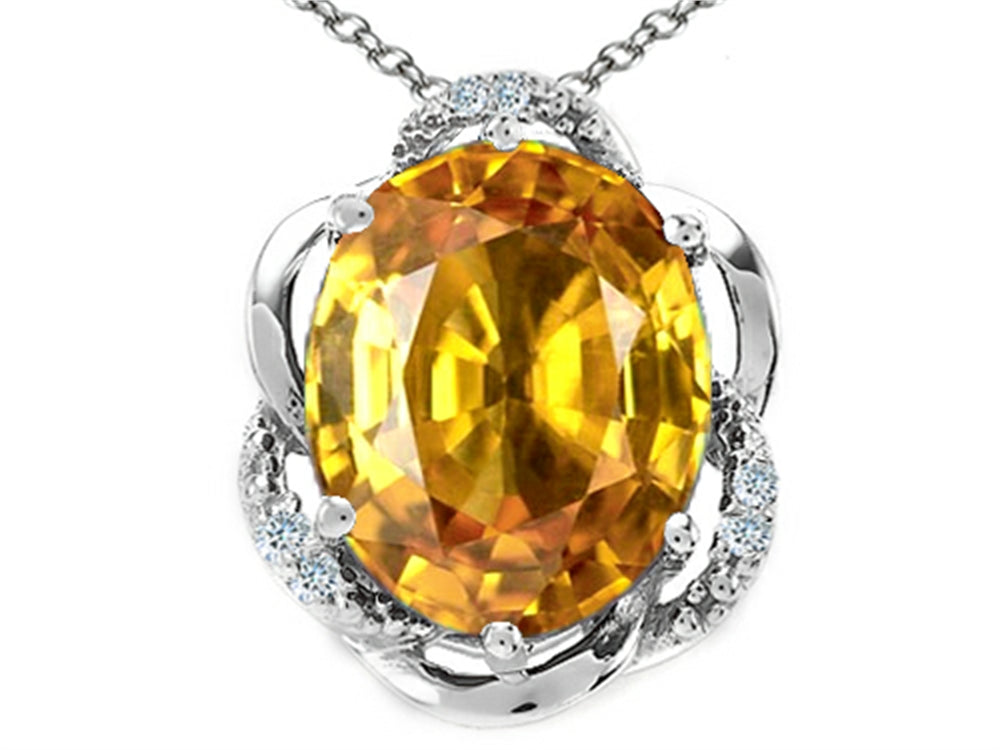 Tommaso Design Oval 12x10mm Genuine Citrine Pendant Necklace