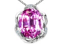 Tommaso Design Oval 12x10mm Simulated Pink Tourmaline Pendant Necklace