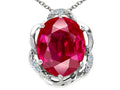 Tommaso Design Oval 12x10mm Created Ruby Pendant Necklace