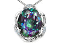 Tommaso Design Oval 12x10mm Rainbow Mystic Topaz Pendant Necklace