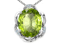 Tommaso Design Oval 12x10mm Genuine Peridot Pendant Necklace