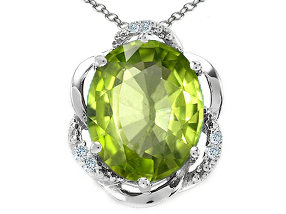 Tommaso Design Oval 12x10mm Genuine Peridot Pendant Necklace
