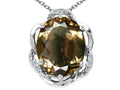 Tommaso Design Oval 12x10mm Genuine Smoky Quartz Pendant Necklace