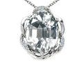 Tommaso Design Oval 12x10mm Genuine White Topaz Pendant Necklace