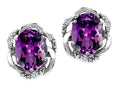 Tommaso Design Oval 8x6mm Genuine Amethyst Earrings