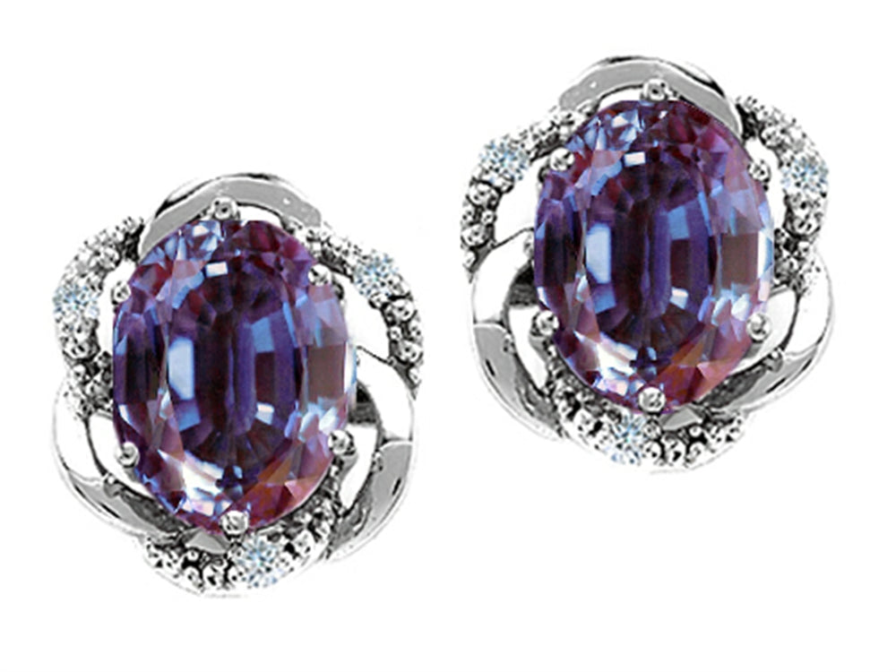 Tommaso Design Oval 8x6mm Simulated Alexandrite Earrings