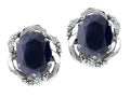 Tommaso Design Oval 8x6mm Genuine Black Sapphire Earrings