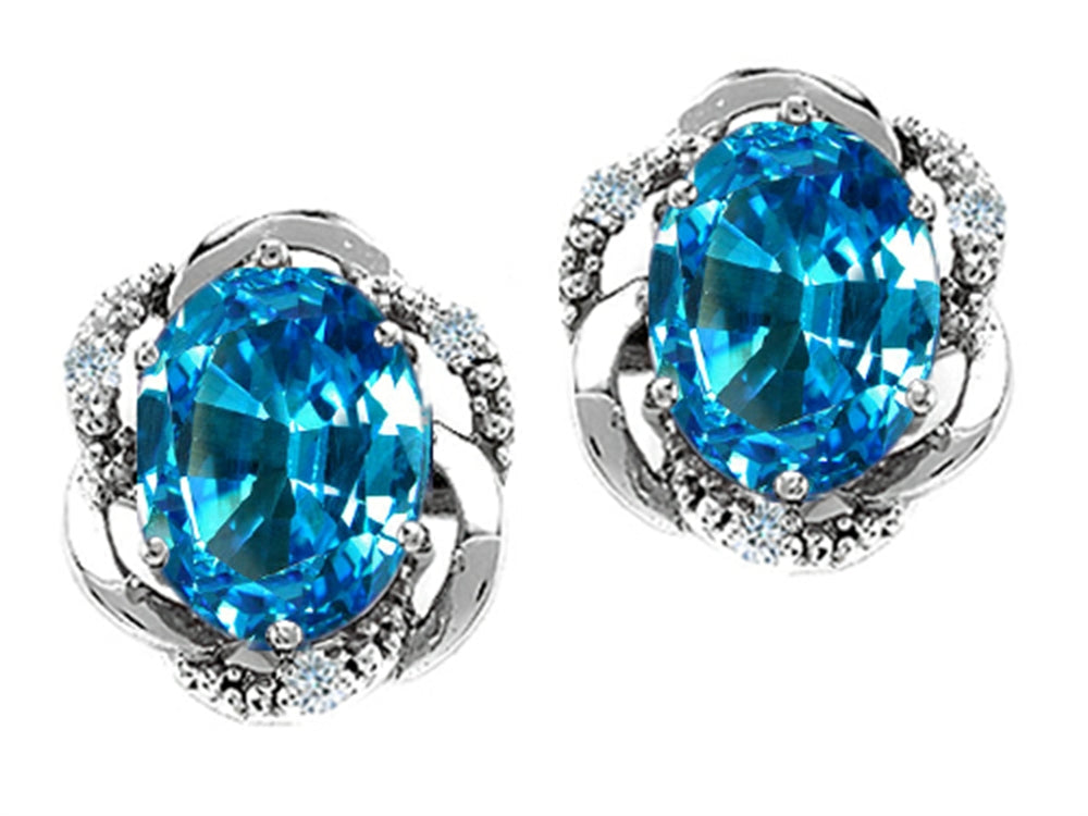 Tommaso Design Oval 8x6mm Genuine Blue Topaz Earrings