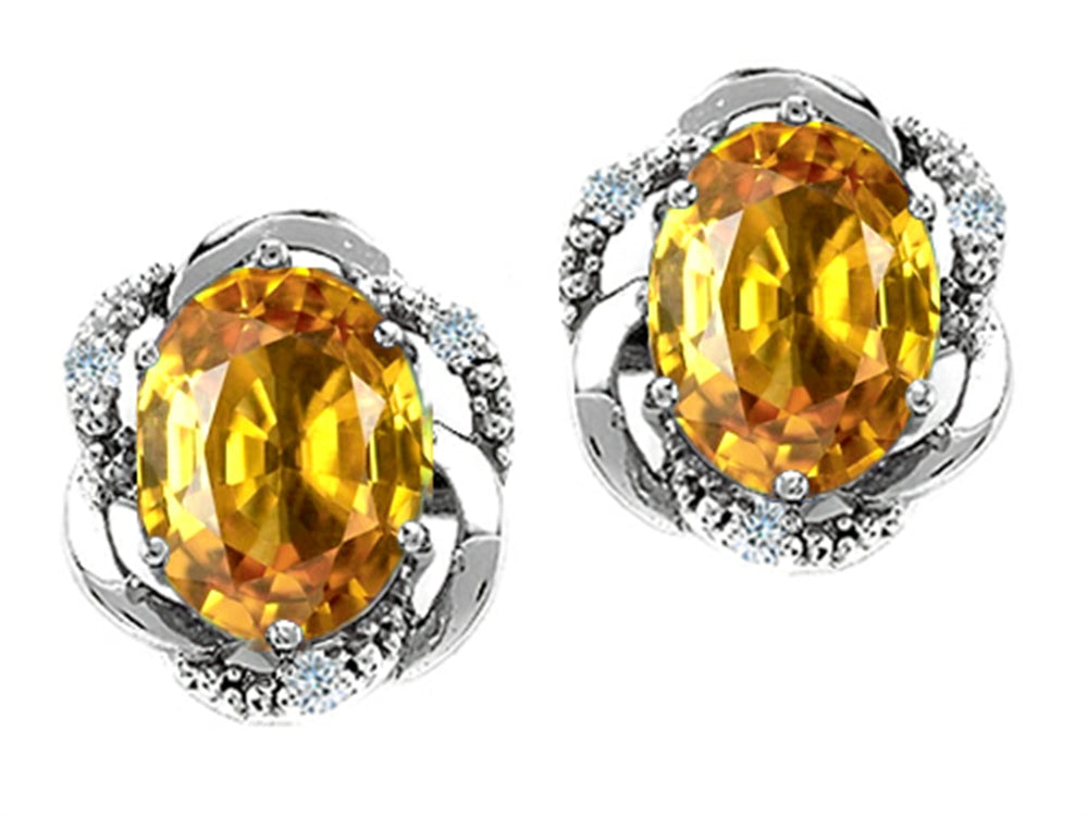 Tommaso Design Oval 8x6mm Genuine Citrine Earrings