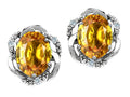 Tommaso Design Oval 8x6mm Genuine Citrine Earrings