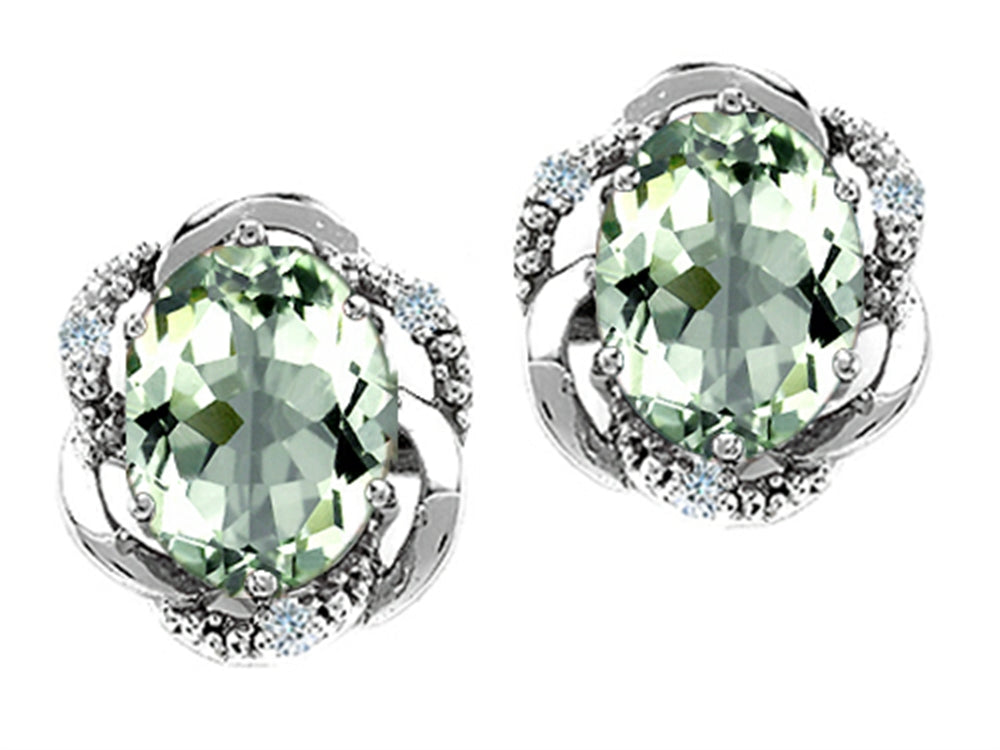 Tommaso Design™ Oval 8x6mm Green Amethyst Earrings