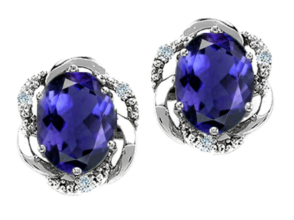 Tommaso Design Oval 8x6mm Genuine Iolite Earrings