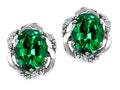 Tommaso Design Oval 8x6mm Simulated Emerald Earrings