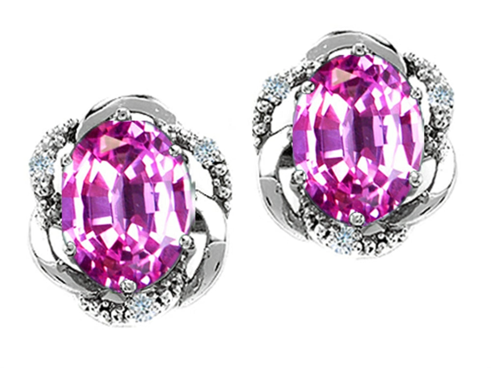 Tommaso Design Oval 8x6mm Simulated Pink Tourmaline Earrings