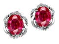 Tommaso Design Oval 8x6mm Created Ruby Earrings