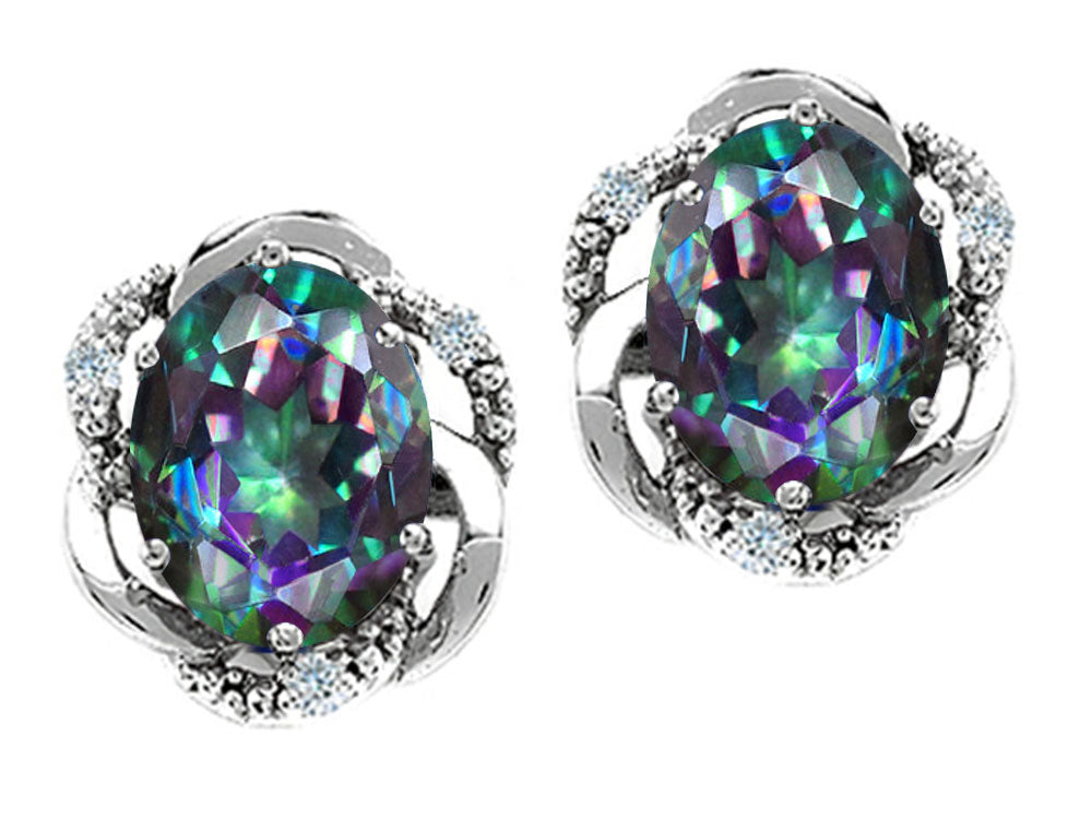 Tommaso Design™ Oval 8x6mm Rainbow Mystic Topaz Earrings