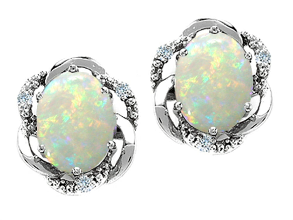 Tommaso Design Oval 8x6mm Genuine Opal Earrings