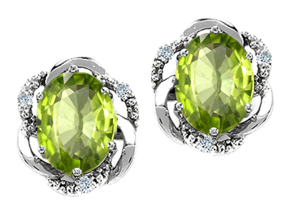 Tommaso Design Oval 8x6mm Genuine Peridot Earrings