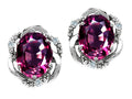 Tommaso Design Oval 8x6mm Genuine Rhodolite Earrings