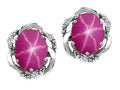 Tommaso Design Oval 8x6mm Created Star Ruby Earrings