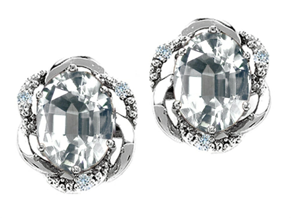 Tommaso Design Oval 8x6mm Genuine White Topaz Earrings