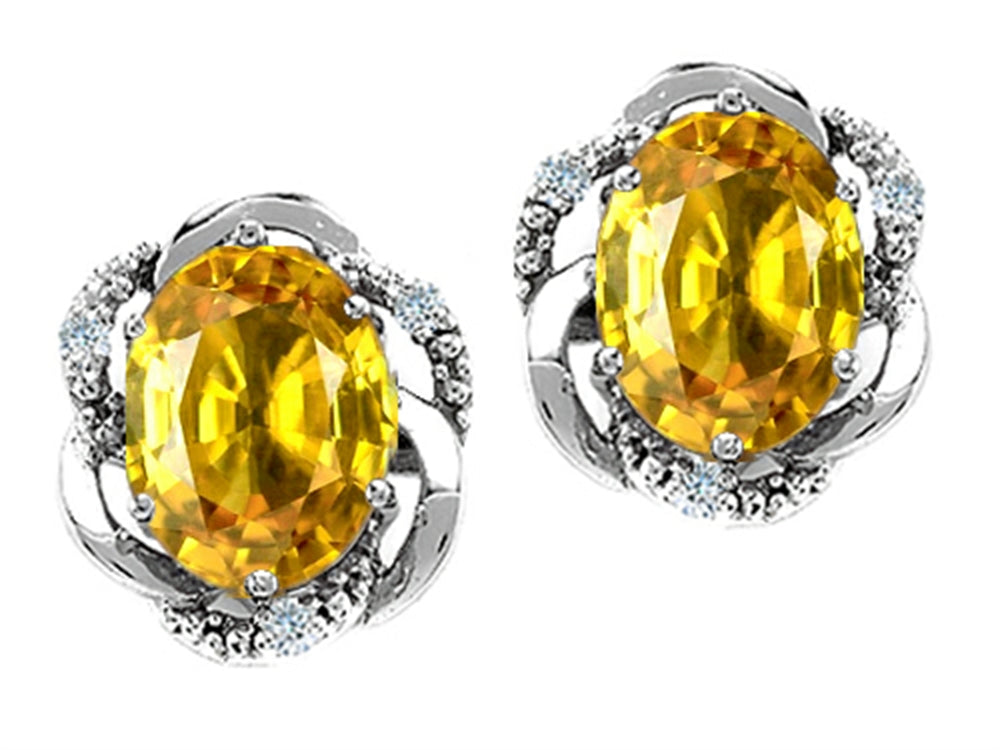 Tommaso Design™ Oval 8x6mm Genuine Yellow Sapphire Earrings
