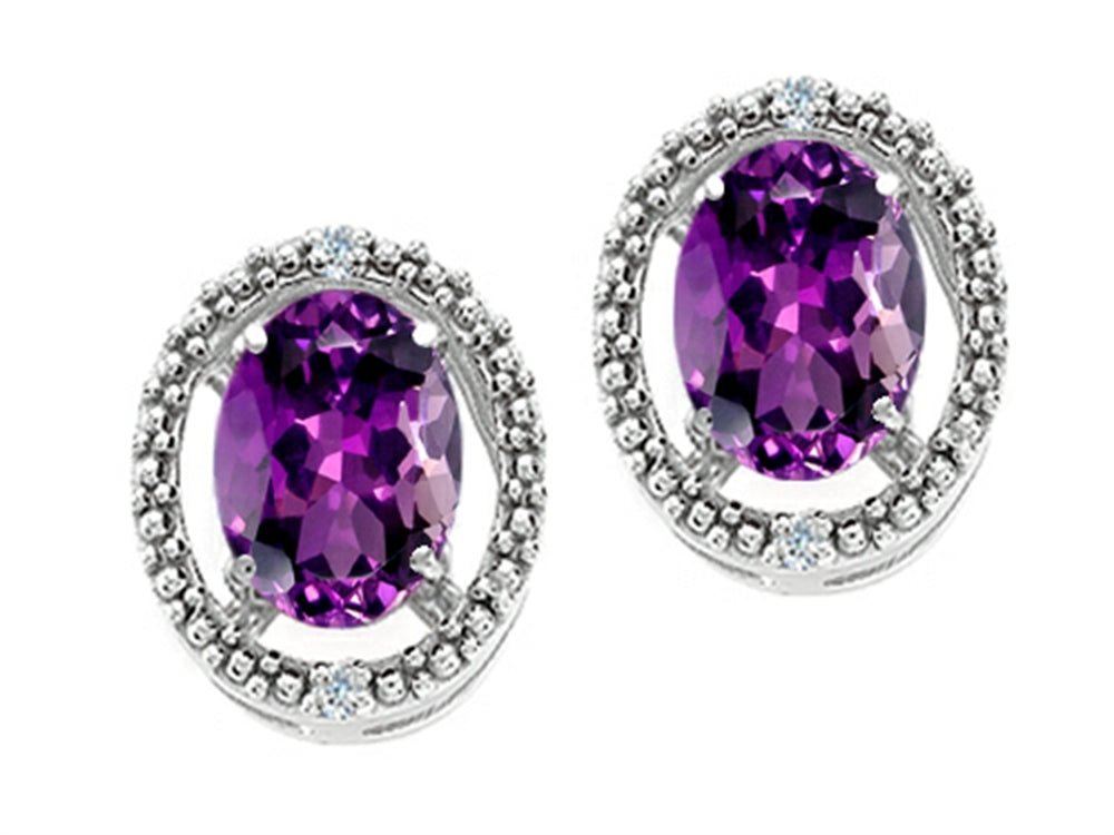 Tommaso Design Oval 8x6mm Genuine Amethyst Earrings