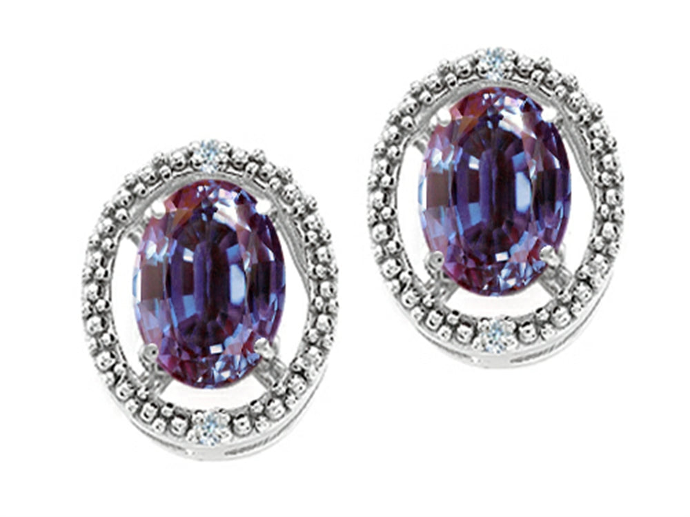 Tommaso Design Oval 8x6mm Simulated Alexandrite Earrings