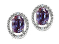 Tommaso Design Oval 8x6mm Simulated Alexandrite Earrings