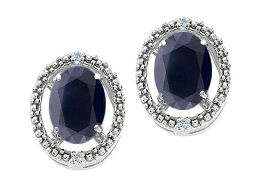 Tommaso Design Oval 8x6mm Genuine Black Sapphire Earrings