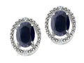 Tommaso Design Oval 8x6mm Genuine Black Sapphire Earrings