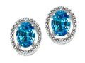 Tommaso Design Oval 8x6mm Genuine Blue Topaz Earrings