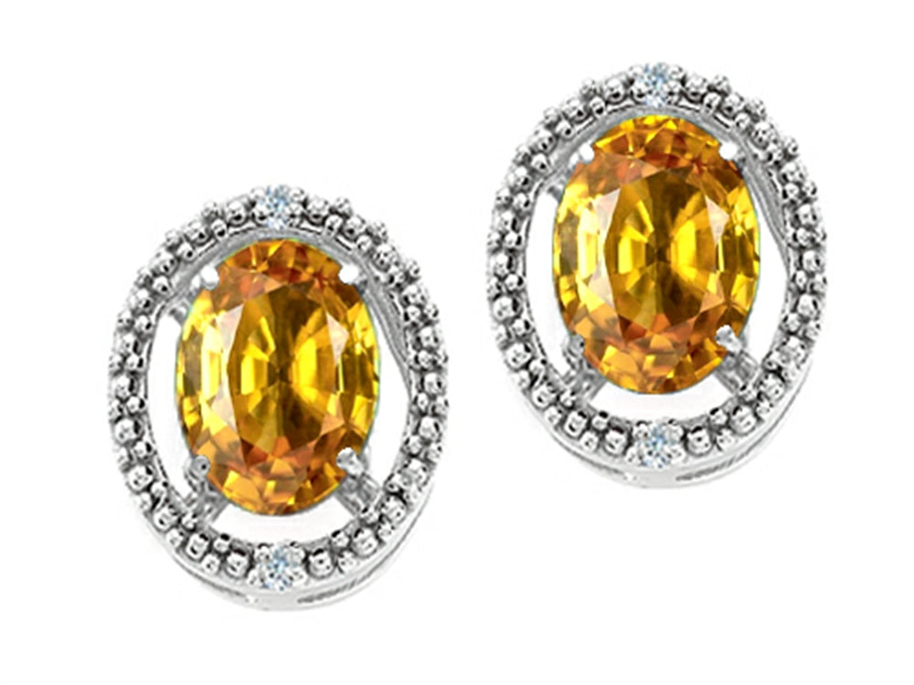 Tommaso Design Oval 8x6mm Genuine Citrine Earrings