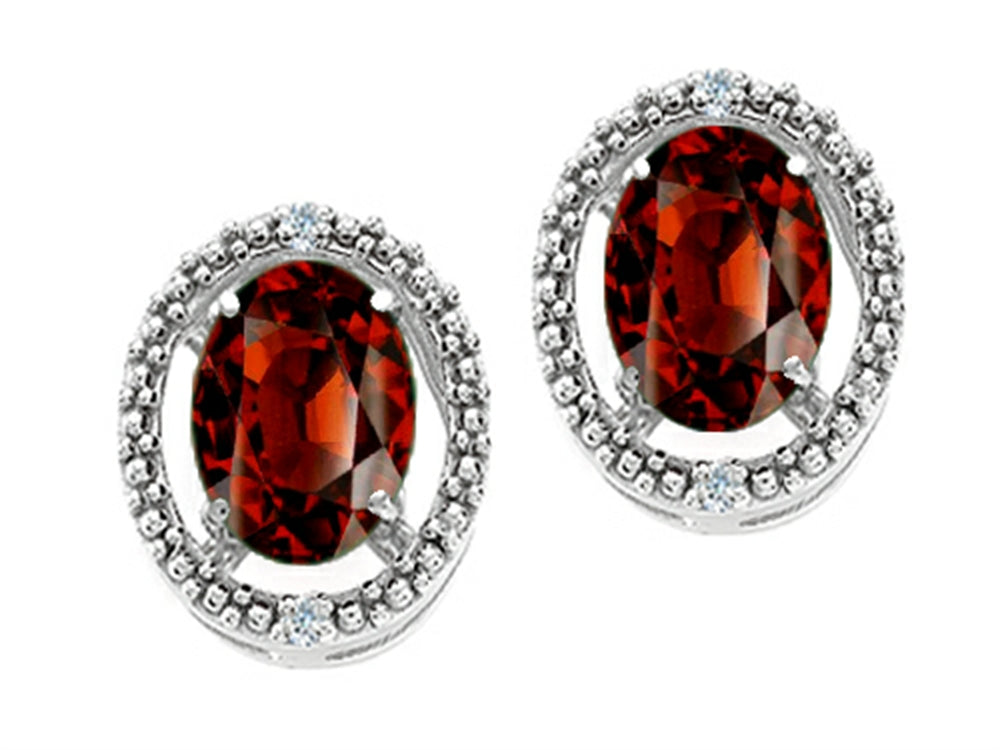 Tommaso Design Oval 8x6mm Genuine Garnet Earrings