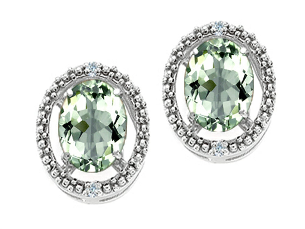 Tommaso Design™ Oval 8x6mm Green Amethyst Earrings